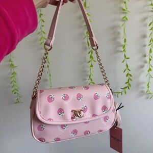 Juicy Couture Light Pink Strawberry Shoulder Bag with Gold Hardware